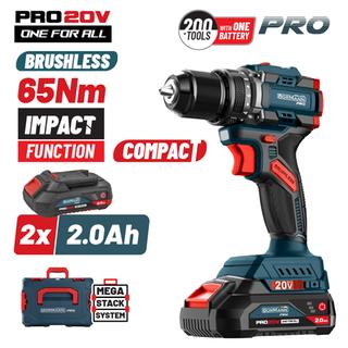 BBP5401X22CA Κρουστικό Δραπανοκατσάβιδο Compact Brushless Μπαταρίας 20V, 2x2ah
